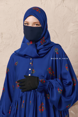 Royal Blue Mahfuza Oversized Abaya Dress With Hijab Two Piece Set - Silk Cotton