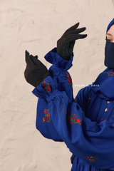 Royal Blue Mahfuza Oversized Abaya Dress With Hijab Two Piece Set - Silk Cotton