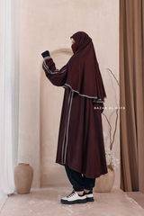 Khalida Date Brown Modest Sportswear With Hijab Set - Stretchy & Breathable