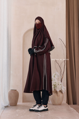 Khalida Date Brown Modest Sportswear With Hijab Set - Stretchy & Breathable