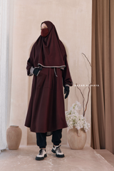 Khalida Date Brown Modest Sportswear With Hijab Set - Stretchy & Breathable