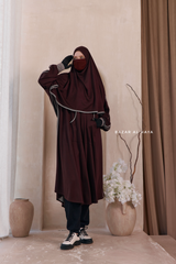 Khalida Date Brown Modest Sportswear With Hijab Set - Stretchy & Breathable