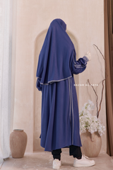 Khalida Denim Blue Modest Sportswear With Hijab Set - Stretchy & Breathable