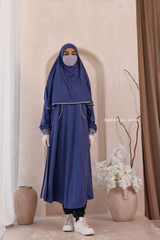 Khalida Denim Blue Modest Sportswear With Hijab Set - Stretchy & Breathable