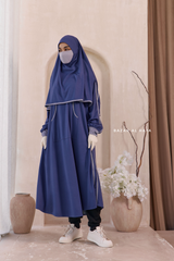 Khalida Denim Blue Modest Sportswear With Hijab Set - Stretchy & Breathable