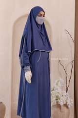 Khalida Denim Blue Modest Sportswear With Hijab Set - Stretchy & Breathable