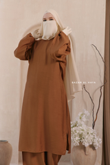 Cappuccino Elmira Two Piece Top Dress & Pants Set In Premium Cotton Leon