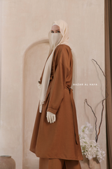 Cappuccino Elmira Two Piece Top Dress & Pants Set In Premium Cotton Leon