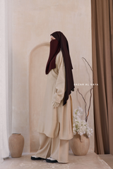 Ivory Elmira Two Piece Top Dress & Pants Set In Premium Cotton Leon