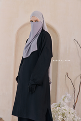 Black Elmira Two Piece Top Dress & Pants Set In Premium Cotton Leon