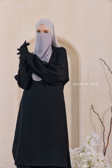 Black Elmira Two Piece Top Dress & Pants Set In Premium Cotton Leon