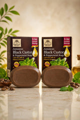 2-Pack Jamaican Black Castor & Peppermint Soap – Organic Ingredients, Natural Scalp & Skin Bar Soap