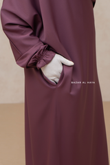 Mauve Safa Loose - Fit Abaya With Button Front - Silk Crepe