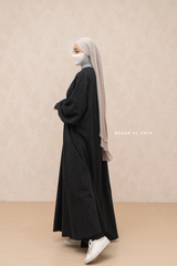 Charcoal Basimah Classic Design Warm Abaya Coat - Premium Wool