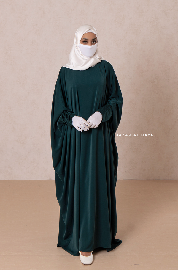 Emerald Faraasha Butterfly Wide Abaya - Silk Crepe