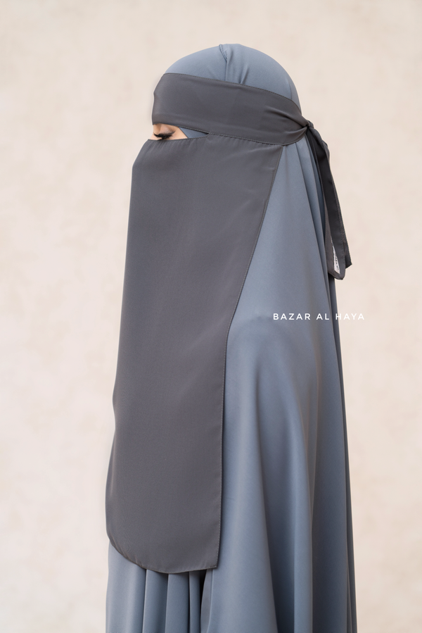 Grey Single Layer Niqab - Super Breathable & Comfy