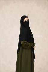 Square Scarf With Half Niqab Set In Black - Super Breathable - Quality