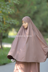 Coffee Cotton Abida Khimar With Sleeves - Soft Cotton