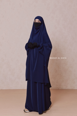 Dark Blue Hoor - Two Piece Jilbab With Skirt - Long & Loose