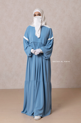 Mubina Sky Blue Tiered Abaya Dress - Loose & Wide In Nidha