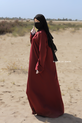 Maroon Madina Abaya - Soft Relaxed Fit - Mediumweight Silk Crepe