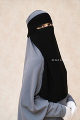 Black Flap Single Niqab - Super Breathable Veil - Medium & Large