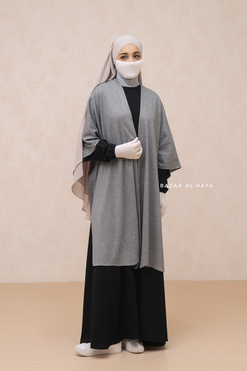 Grey Taima Warm Cardigan - Comfy Oversized- Premium Acrylic Cashmere