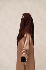 Brown Square Scarf With Half Niqab Set - Super Breathable - Medium