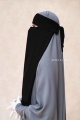 Black Flap Single Niqab - Super Breathable Veil - Medium & Large