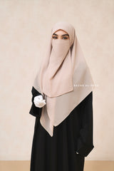 Creme Beige Scarf With Half Niqab Set - Super Breathable - Medium & Large