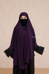 Marwad Maxi Round Diamond Khimar In Purple - Crepe, Cotton Extra Long