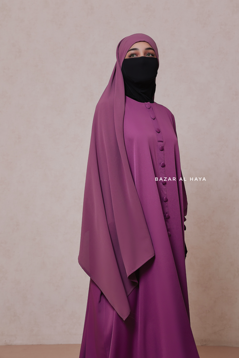 Mauve Tie Back Scarf & Khimar - Long Rectangle Shape - Style & More