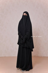 Yasmin Black Two Piece Jilbab With Dress & Khimar - Relaxed Fit, Light, Soft & Breathable