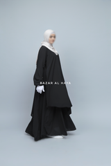 Pakiza Black Double Layered Minimalistic Style Abaya - Soft Georgette