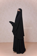 Yasmin Black Two Piece Jilbab With Dress & Khimar - Relaxed Fit, Light, Soft & Breathable