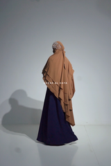 Aiza Latte Three Layered Diamond Khimar - Premium Stretch