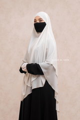 Pari Ivory Two Layered Maxi Diamond Khimar - Crepe Chiffon