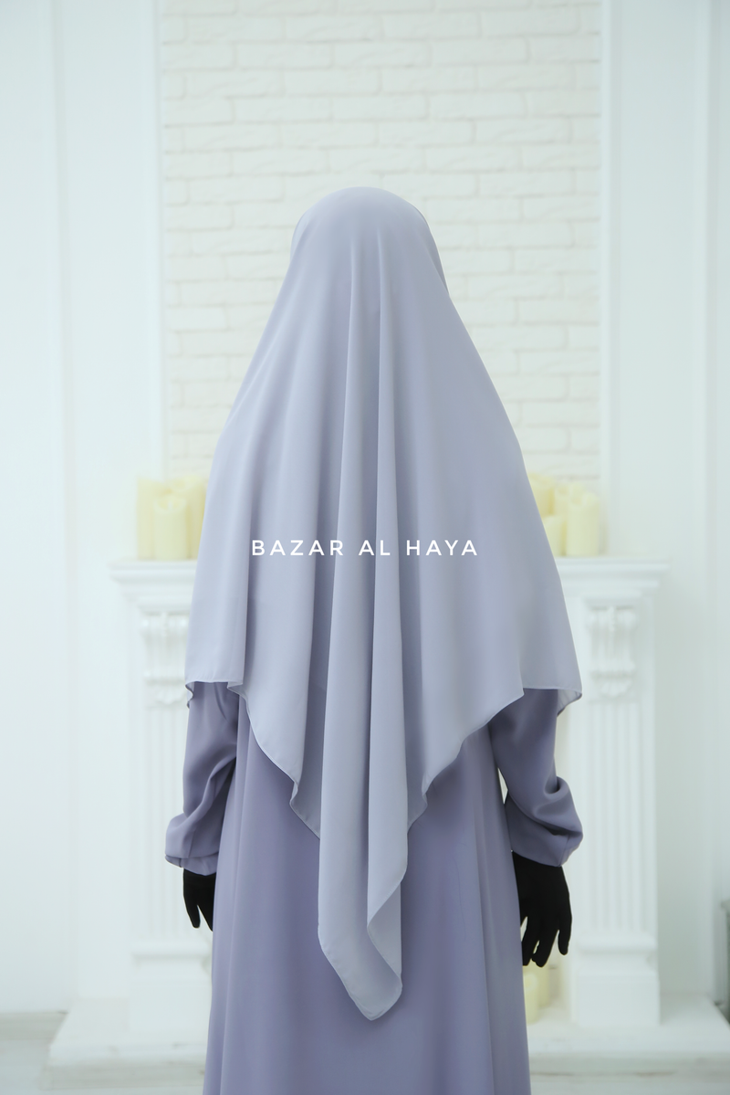 Silver Square Scarf With Half Niqab Set - Super Breathable - Quality