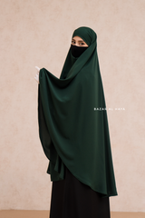 Marwad Maxi Round Diamond Khimar In Emerald - Crepe, Cotton Extra Long