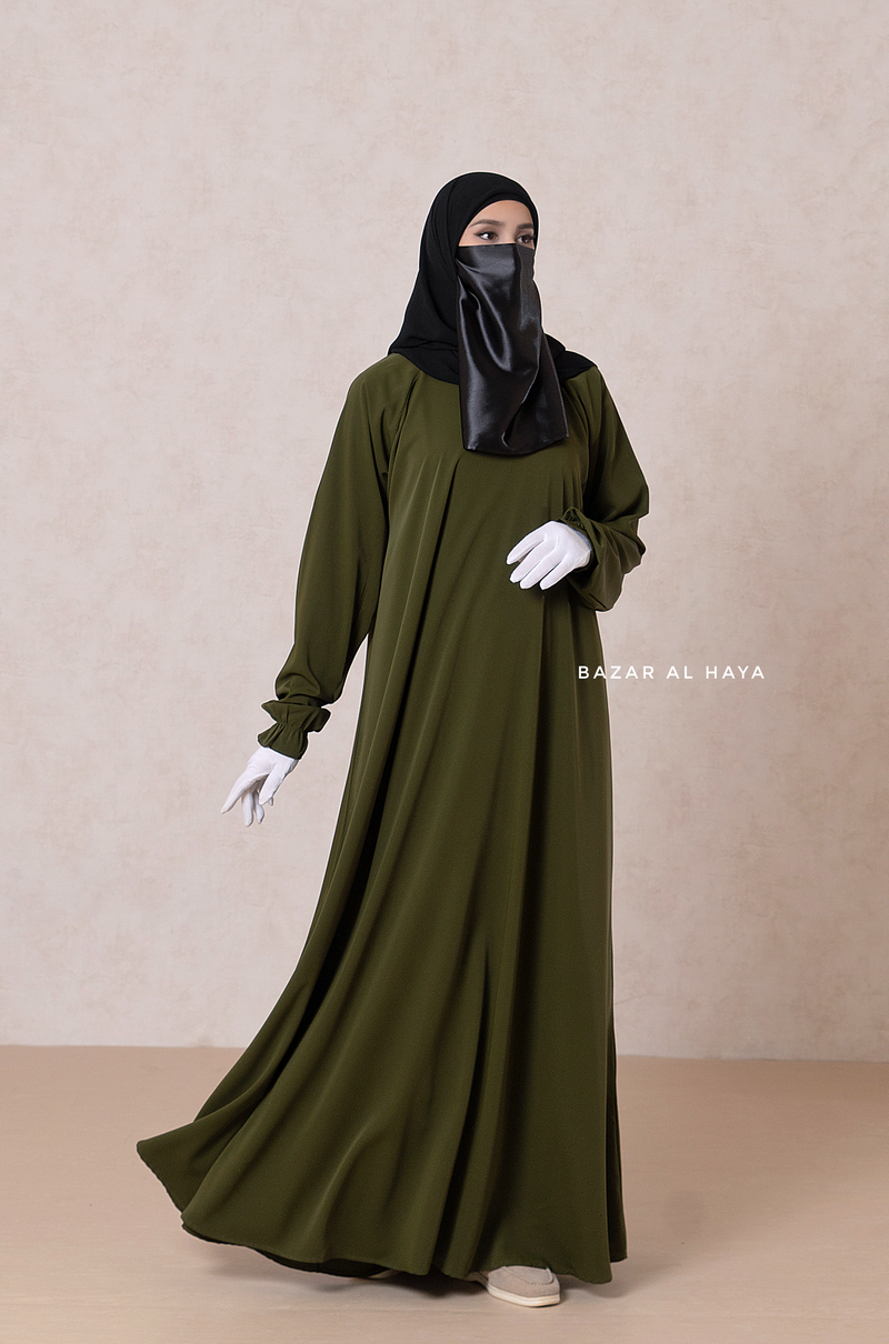 Olive Salam Abaya - Flowy & Relaxed Fit