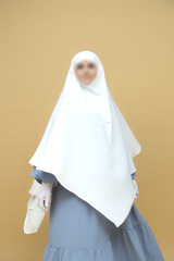 Mubarak Long White Diamond Khimar - Nidha Extra Long