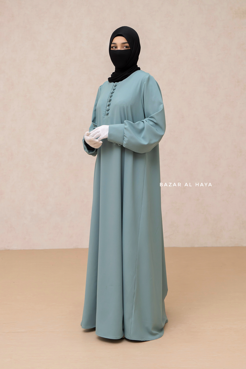 Front open button online abaya