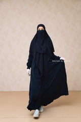 Dark Blue Square Scarf With Half Niqab Set - Super Breathable - Quality