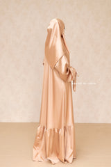 Gold Elegant Shaheen Satin Dress Scarf & Slip Dress Set - 3 Piece