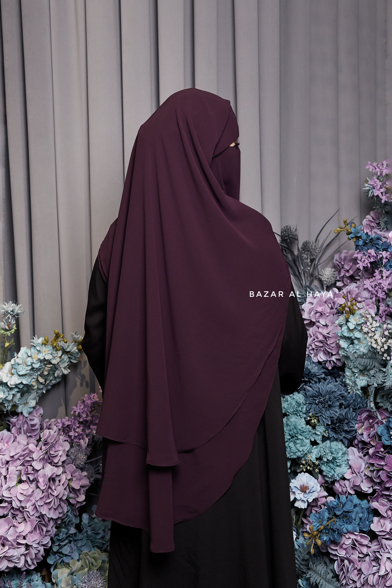 Purple Two Layer Flap Niqab - Premium Wool Chiffon - Medium