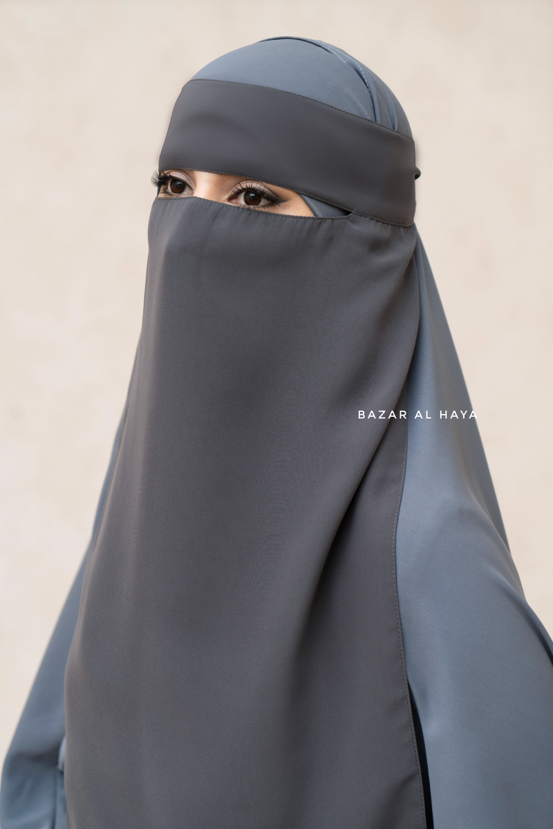 Grey Single Layer Niqab - Super Breathable & Comfy