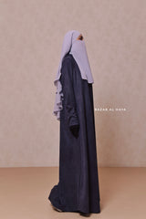 Naval Yamina Front & Sleeve Zipper Abaya Dress With Side Pockets - Textured Suede