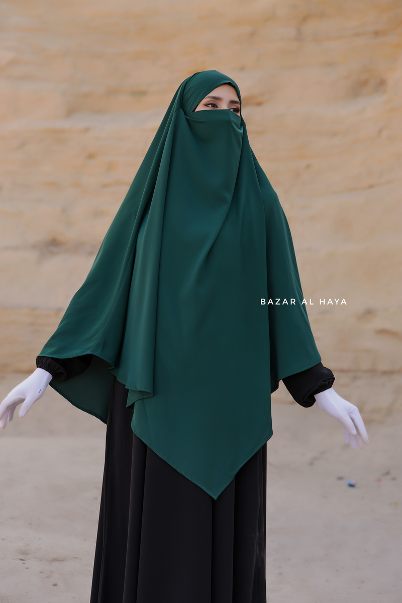 Mubarak Emerald Long Triangle Diamond Khimar - Nidha Extra Long