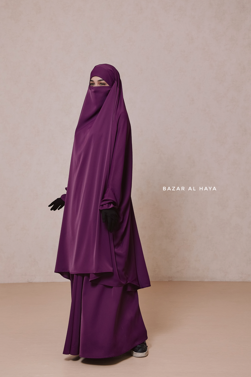 Purple Hoor - Two Piece Jilbab With Skirt- Long & Loose