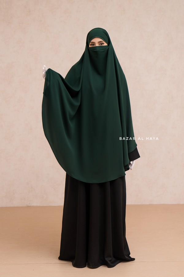 Marwad Maxi Round Diamond Khimar In Emerald - Crepe, Cotton Extra Long